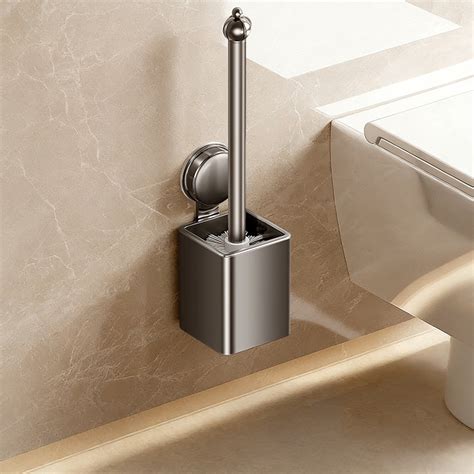 Honmine Toilet Brush with Holder, Bathroom Cleaning Brush Set with Long Handle Hard Bristles, No ...