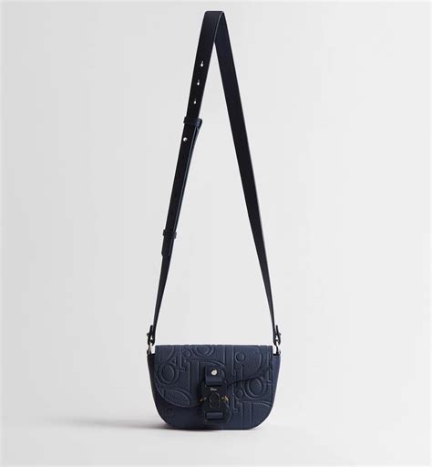 Mini Saddle Messenger Bag with Flap Navy Blue Dior Gravity Leather | DIOR