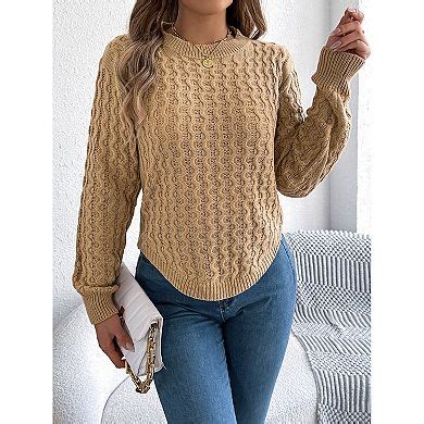 Women's Winter Casual Solid Color Twist Lantern Sleeve Irregular ...