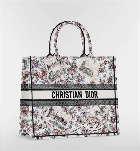 Large Dior Book Tote Pink Souvenir de Rome Embroidery (42 x 35 x 18.5 ...