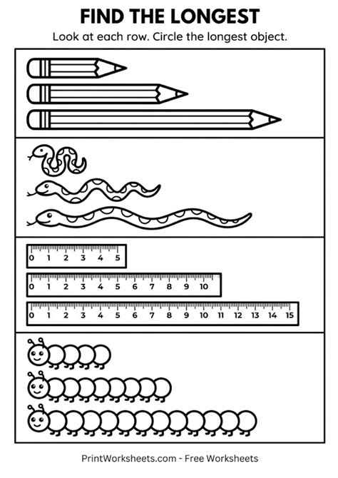 Free Shortest to Longest Worksheets - Caterpillar Cut and Paste (PDF)