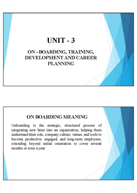 Unit 3: Onboarding, Training, Development & Career Planning - Studocu