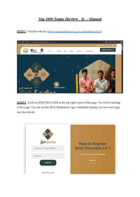 Top 1000 - Review 2 Submission Manual for Project Teams - Studocu