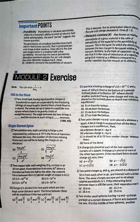 Electrostatics Study Notes - Important Concepts and Exercises (2023 ...
