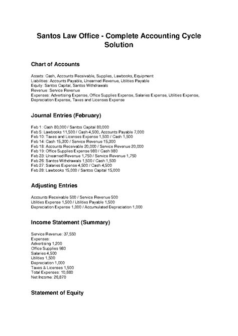 Santos Law Office ACCT 101 Complete Accounting Cycle Solution - Studocu