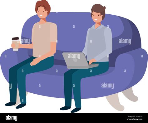 Men sitting on couch Stock Vector Images - Alamy
