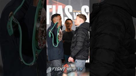 Subriel Matias flexes on Dalton Smith during New York presser