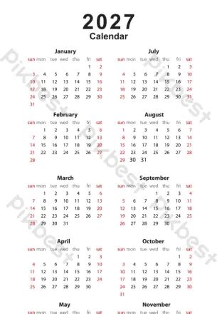 Gambar Desain Templat Kalender Modern 2027 Setahun Penuh Yang Indah ...