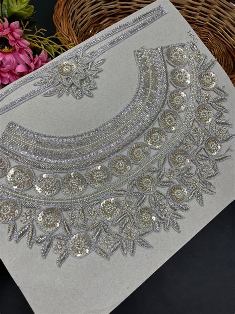 Handwork Zardozi Neck Patch With Sleeves – Luxury Embroidered Neckline ...