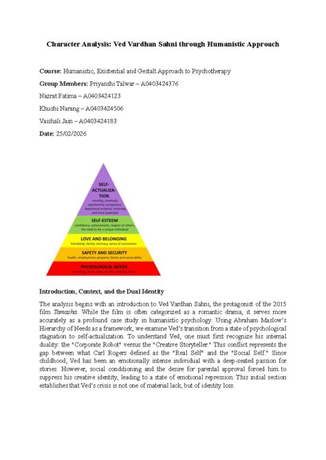 Character Analysis of Ved Vardhan Sahni: A Humanistic Perspective ...