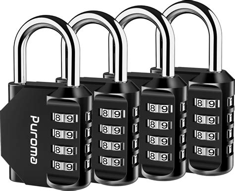 Puroma 4 Pack Combination Lock for Locker 4 Digit Outdoor Waterproof ...