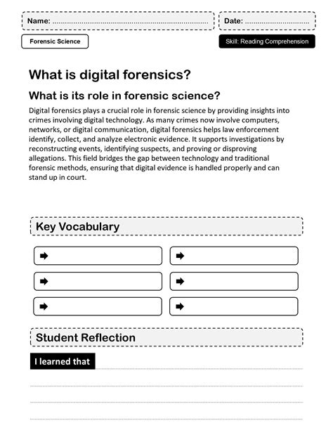 Forensic Science I What is digital forensics- I No Prep Worksheets I Grades 6-12
