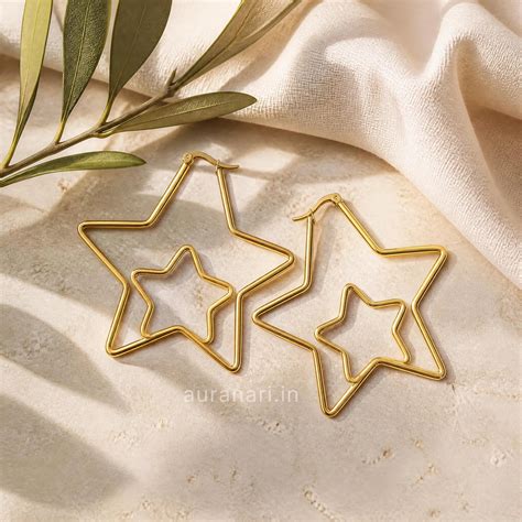 Trendy Geometric Star Shaped Hoop Earrings – Aura Nari