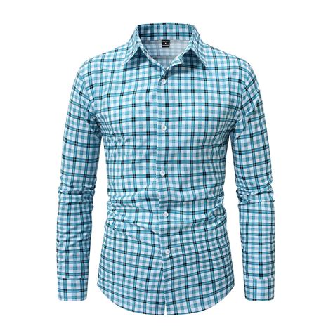 BUWTTED Mens Shirt Button Down Plaid Long Sleeve Summer Business Casual Comfortable Formal Dress ...