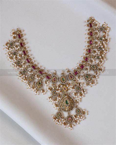 3553 - No Idol AD Raindrop Pendant Guttapusalu Hanging Necklace with E ...