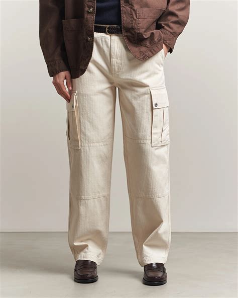 GANT Relaxed Fit Herringbone Cargo Pants Creamed White at CareOfCarl.com