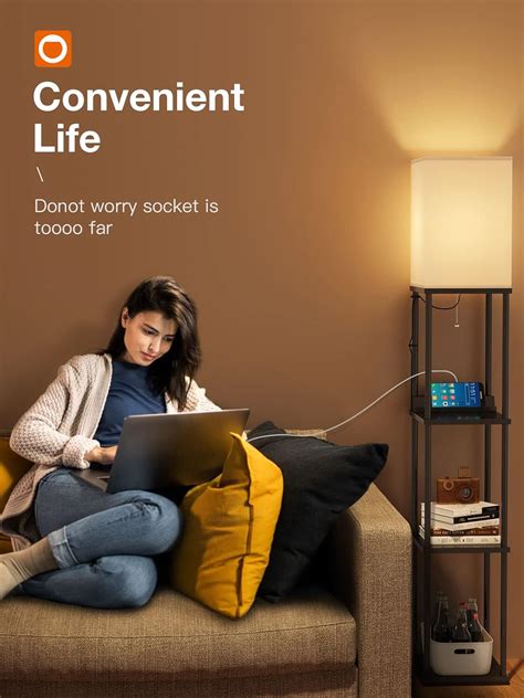 addlon Shelf Floor Lamp with USB Ports and Power Outlet Instruction Manual