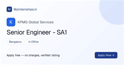 Senior Engineer - SA1 Job at KPMG Global Services, Bengaluru
