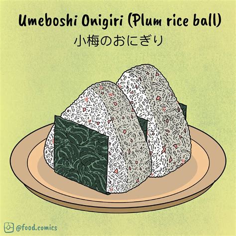 Onigiri with Umeboshi (Rice balls with pickled plum). Tribute art ...