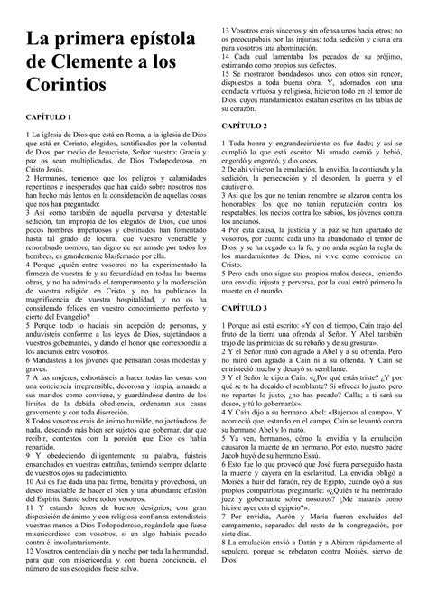 Análisis detallado de la Primera Epístola de Clemente a los Corintios ...
