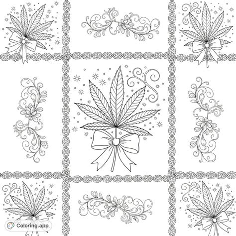 Delicate Cannabis Leaf Motif - Coloring.app