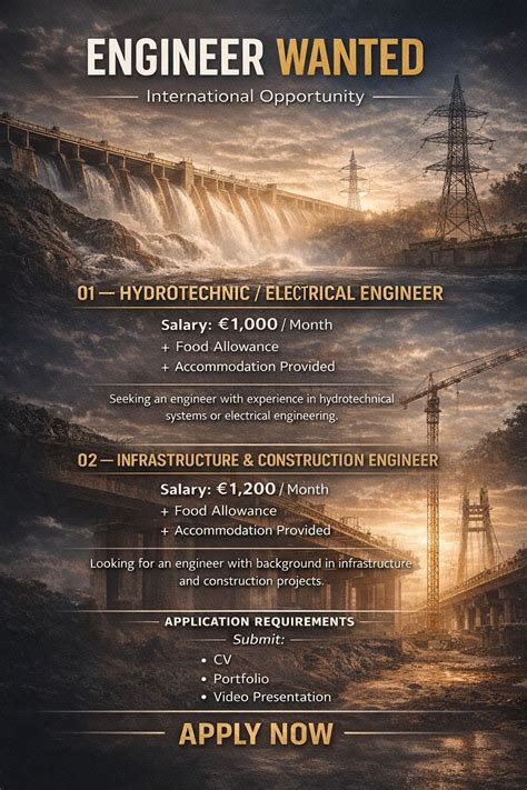 📢 Job Opportunity – Civil / Mechanical Engineers 🇦🇱 📍 Location: Albania Vacancies: 05 Male ...