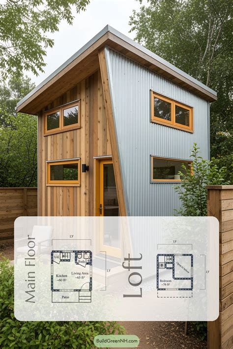 Two-story, 1 Bed, 1 Bath, 245 sq. ft. Tiny Modern Cabin Floor Plans ...