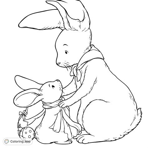 Rabbits Tender Moment - Coloring.app