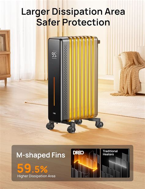 DREO Radiator Heater, 8 Safety Protection Oil Filled for Indoor Use ...