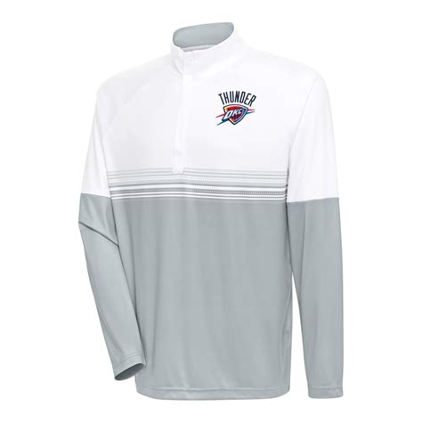 Oklahoma City Thunder Antigua Bender Quarter-Zip Pullover Top - White/Gray