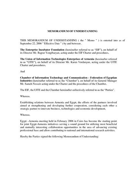 Best 37+ Memorandum Of Understanding Templates - Great Research
