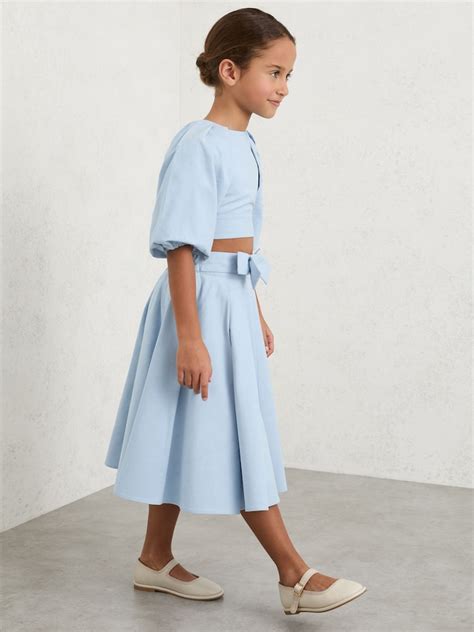 Buy Reiss Pale Blue Marlie 9-13 yrs Puff-Sleeve Tie-Back Top from Next ...