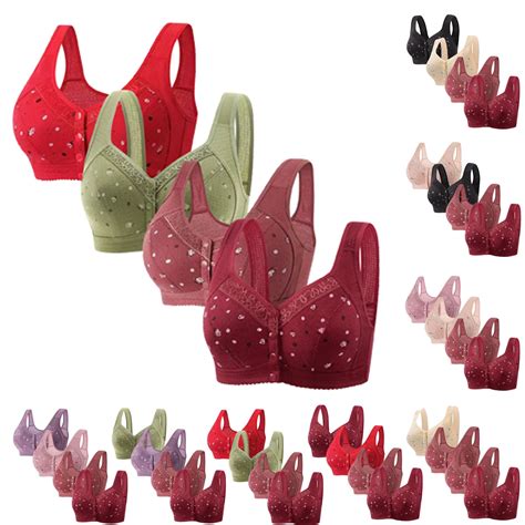 Bvxeep 4PC Women's Plus Size Wireless Push-Up Comfortable Breathable ...
