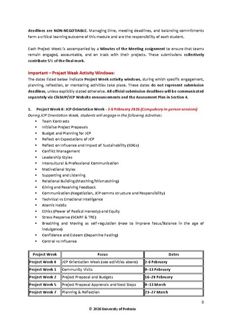 Managing Time and Deadlines: Project Week Schedule (Feb 2026) - Studocu