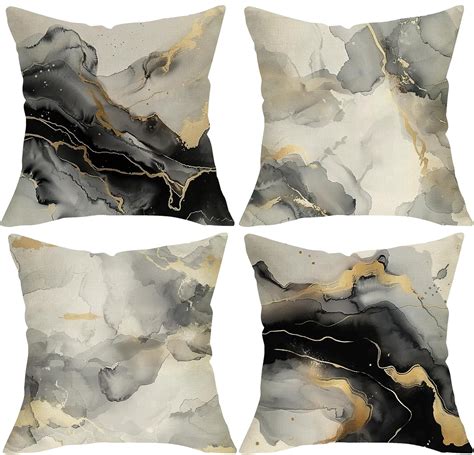 Amazon.com: Fjfz Ink Gold Marble Texture Decorative Throw Pillow Covers ...