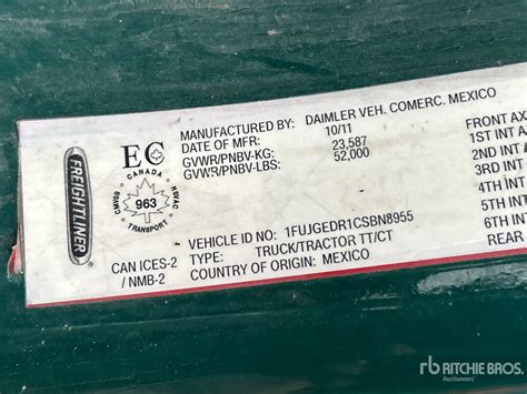 2012 Freightliner Cascadia 125 6x4 Tracteur Routier | Ritchie Bros ...