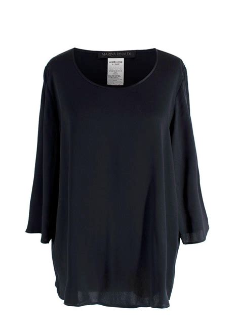 Marina Rinaldi Navy Silk- Blend Blouse · HEWI