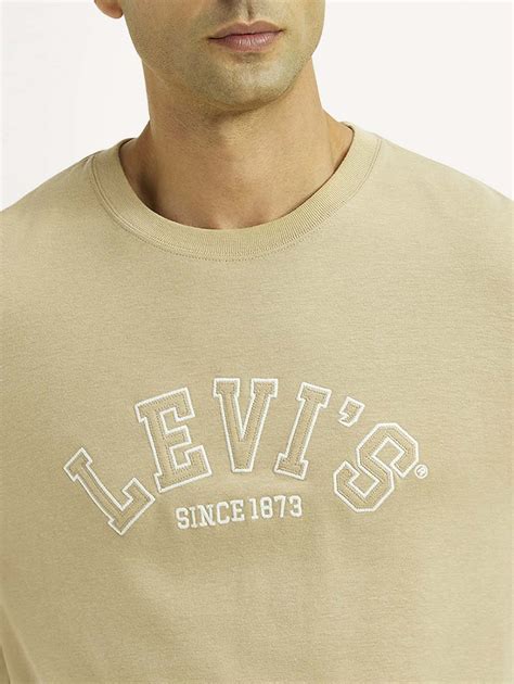Men's Brand Logo Beige Crew Neck T-shirt – Levis India Store