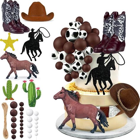 34 PCS Cowboy s Cowboy Hat and Boot Horse Cake decorations Western ...