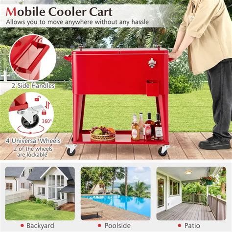 Portable Patio Cooler With Bottom Storage Shelf And Bottle Opener ...