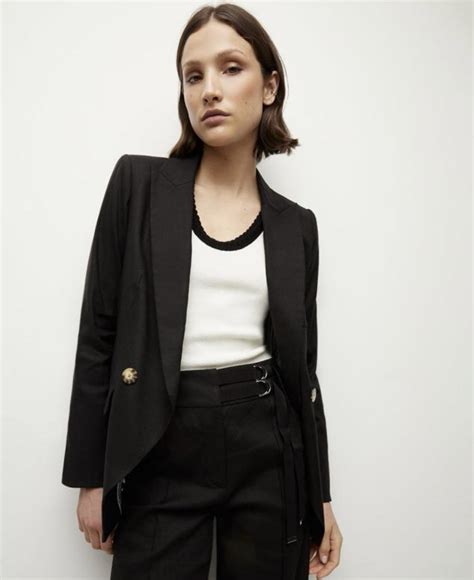 Veronica Beard Didion Black Stretch-Linen Jacket Size 10 NWT