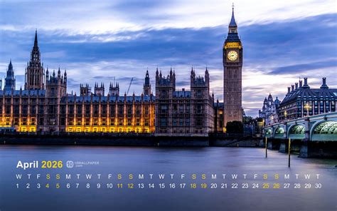 Big Ben Landmark London UK 2026 April Calendar 5K Preview | 10wallpaper.com