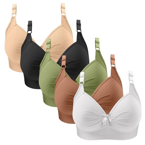 HAPIMO 5 Pack Bras for Women Full Coverage No Underwire Bras Soft ...
