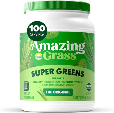 Amazon.com: Amazing Grass Greens Blend Superfood: Super Greens Powder with Spirulina, Alfalfa ...