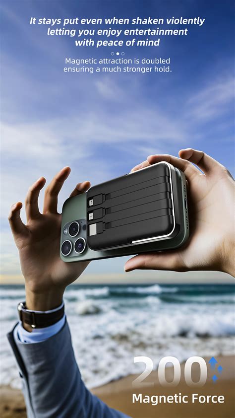 Magnetic Wireless Portable Charger, Foldable 10000mAh Battery Pack with ...