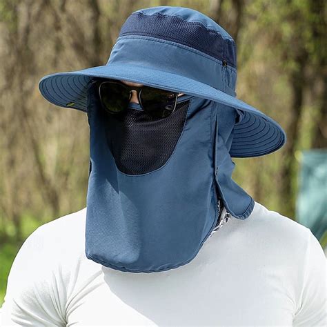 Chapeau de soleil à larges bords pour homme avec protection faciale ...