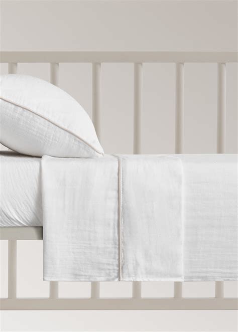 Cearceaf superior pentru pătuț din muselină de bumbac cu tiv în ...