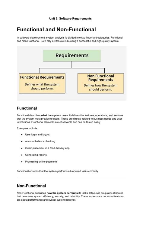 SYComp Div A&B Unit 2: Software Requirements & Analysis Notes - Studocu