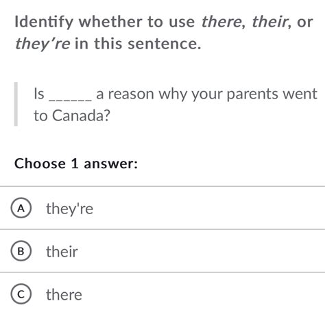 Solved: Identify whether to use there, their, or they’re in this ...