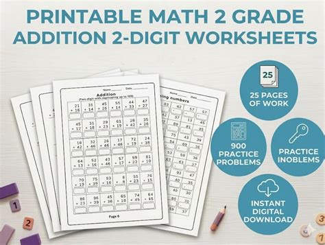 2nd Grade Addition Worksheets – Double Digit Practice Regrouping, No ...